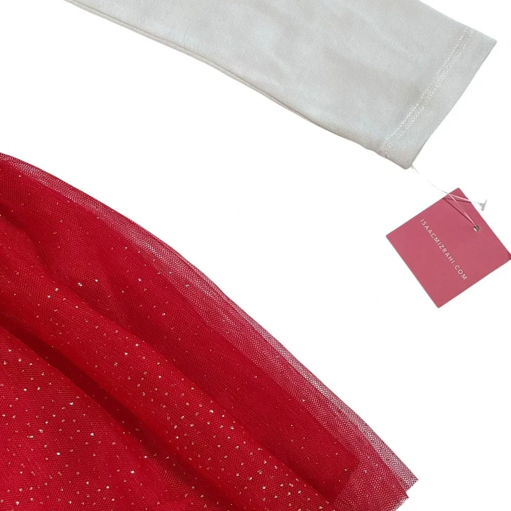 Isaac Mizrahi Girls Size 5/6 Stuck On You Red Tulle Skirt White Tshirt‎ Set